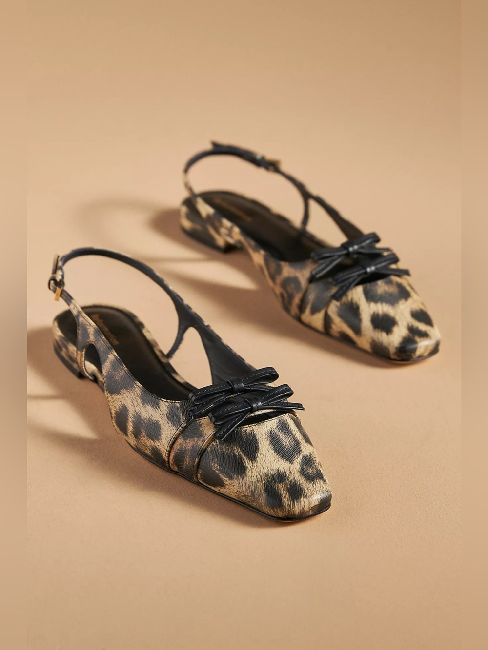 Reformation Tammy Slingback Flats Leopard Animal Print Coquette Quiet Luxury